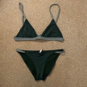 Solid and Striped Morgan Triangle Bikini Top, Two Tone Blue/Green, M